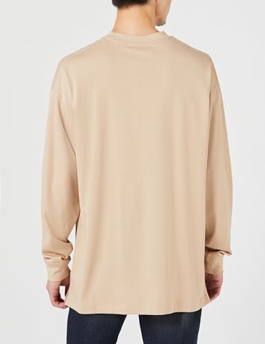 Amazon Essentials Men's 100% Organic Cotton Oversized Long Sleeve T-Shirt, Tan, Size Small