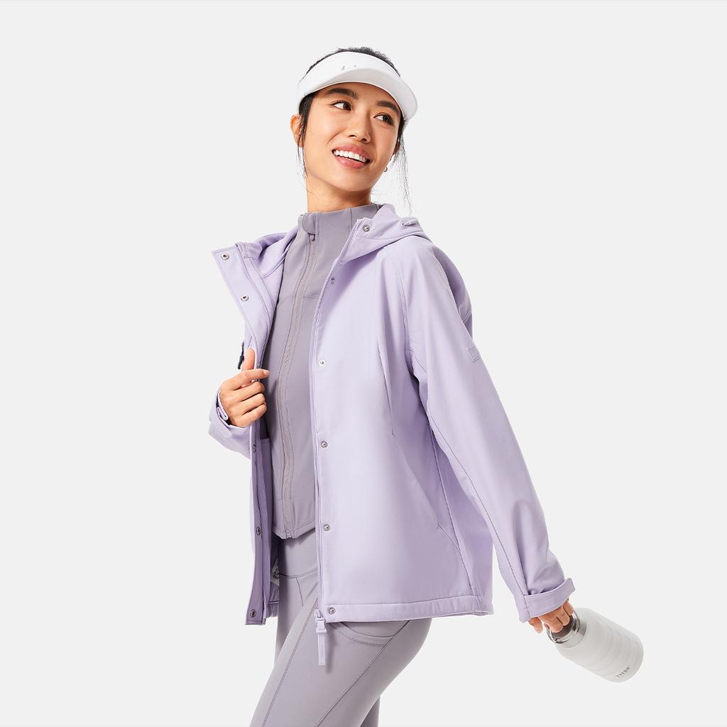 Li Ning Color Block Water Resistant Warm Windbreaker Women Outerwear Sea-Salt-Purple AFDU562-7
