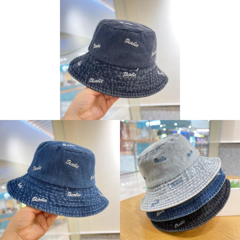 Women's Vintage Denim Fisherman Hat Spring Autumn Sun Protection Cap Adjustable Black Blue Light Blue