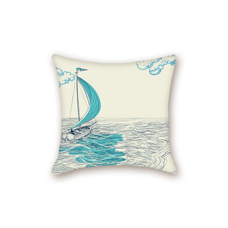 

New Modern Simple Ocean Series Sofa Cushion Pillow Case Bedside Bedroom Backrest Pillow linen-45x45cm double-sided [without pillow core]