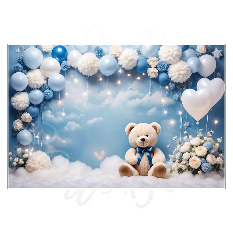 Balloon Cartoon Background Fabric  Children's Birthday Party Decoration Background Wall Fabric  Pet Photography Background Fabric