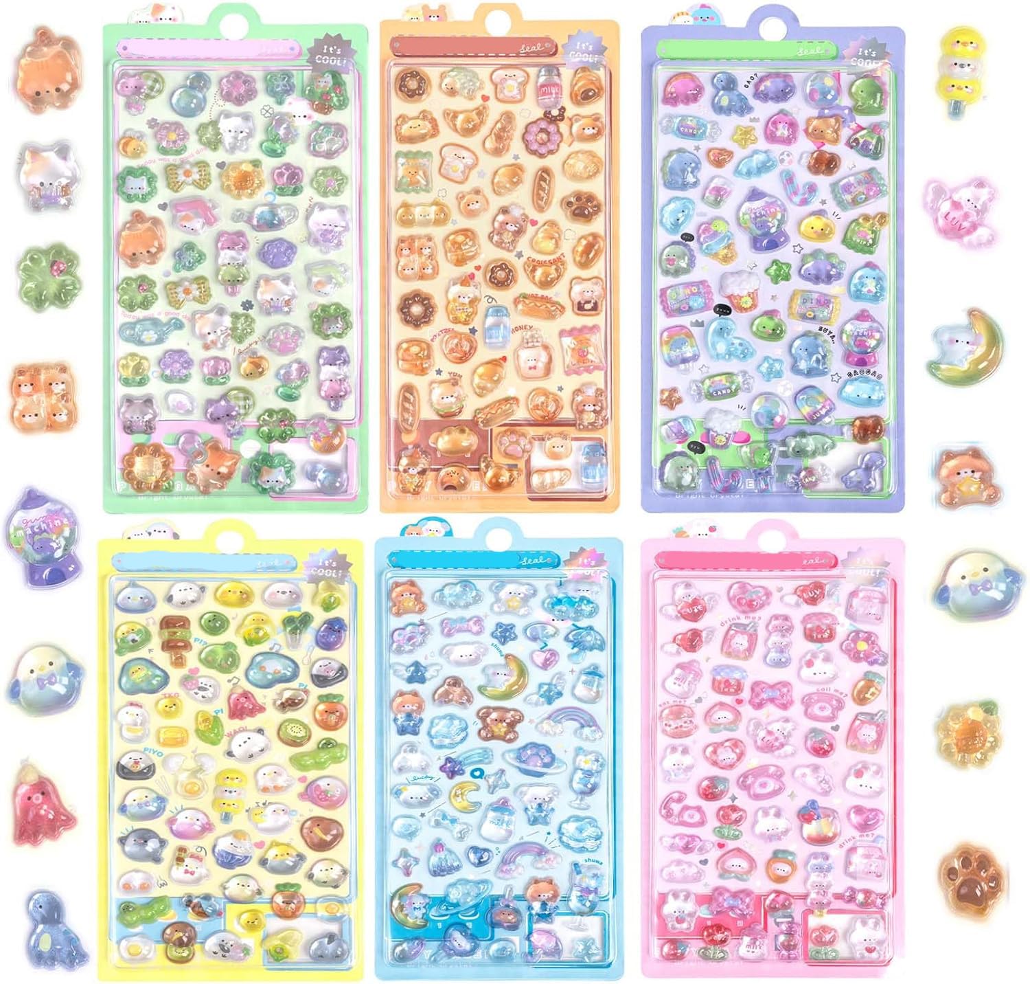 

Chaojibao 3D Stickers 6 Sheets Embossed Sparkling Girl Water Bottle Phone Notebook Craft Gift Hollow Design
