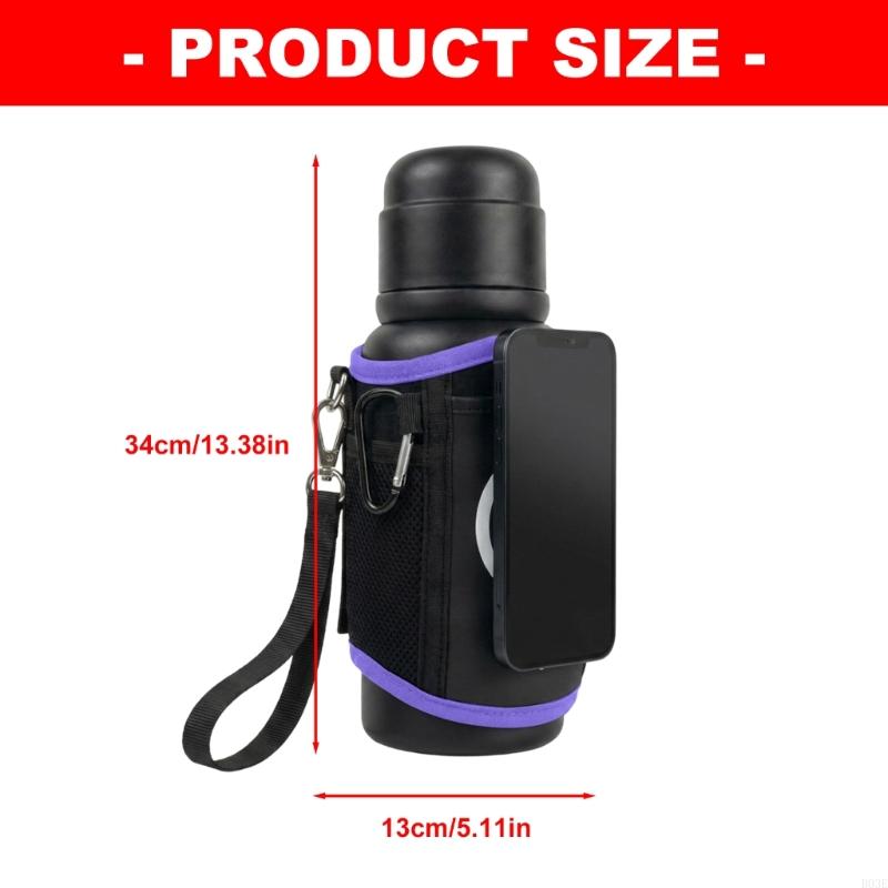 Durable Fabric Water Bottle Cover For Exercise Highlighting Storage Space And Headphone Area Flexible Textile Single Size B03E