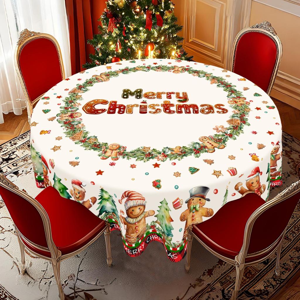 Christmas Gingerbread Man Tablecloth Polyester Table Cover Table Decor Winter Holiday Xmas Tablecloth Navidad Decorations 2025