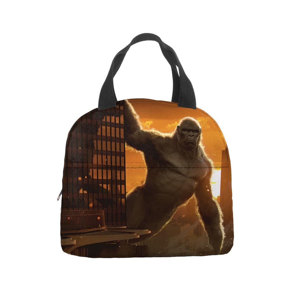 Godzilla Vs Kong Anime Lunch Bento Insulation Tote Bag Godzilla Vs King Kong Hand Ice Bag