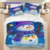 Snowman Pattern Bedding Quilt Set Quilt Cover Pillowcase Home Decoration Birthday Gift (1 * duvet cover + 2 * pillowcase, without core)