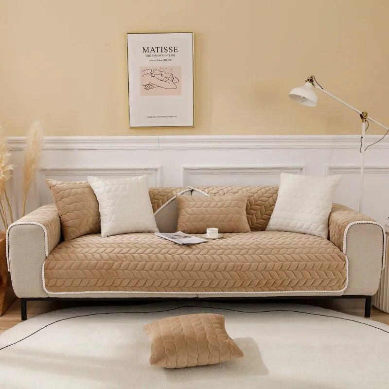 

Зимний чехол для дивана, толстая плюшевая нескользящая подушка для дивана для гостиной, мягкий универсальный чехол для дивана, однотонный коврик в форме листа, диван 70x70cm 1pcs