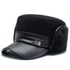 Men's Warm Plush Flat Top Hat with Ear Protection for Autumn and Winter