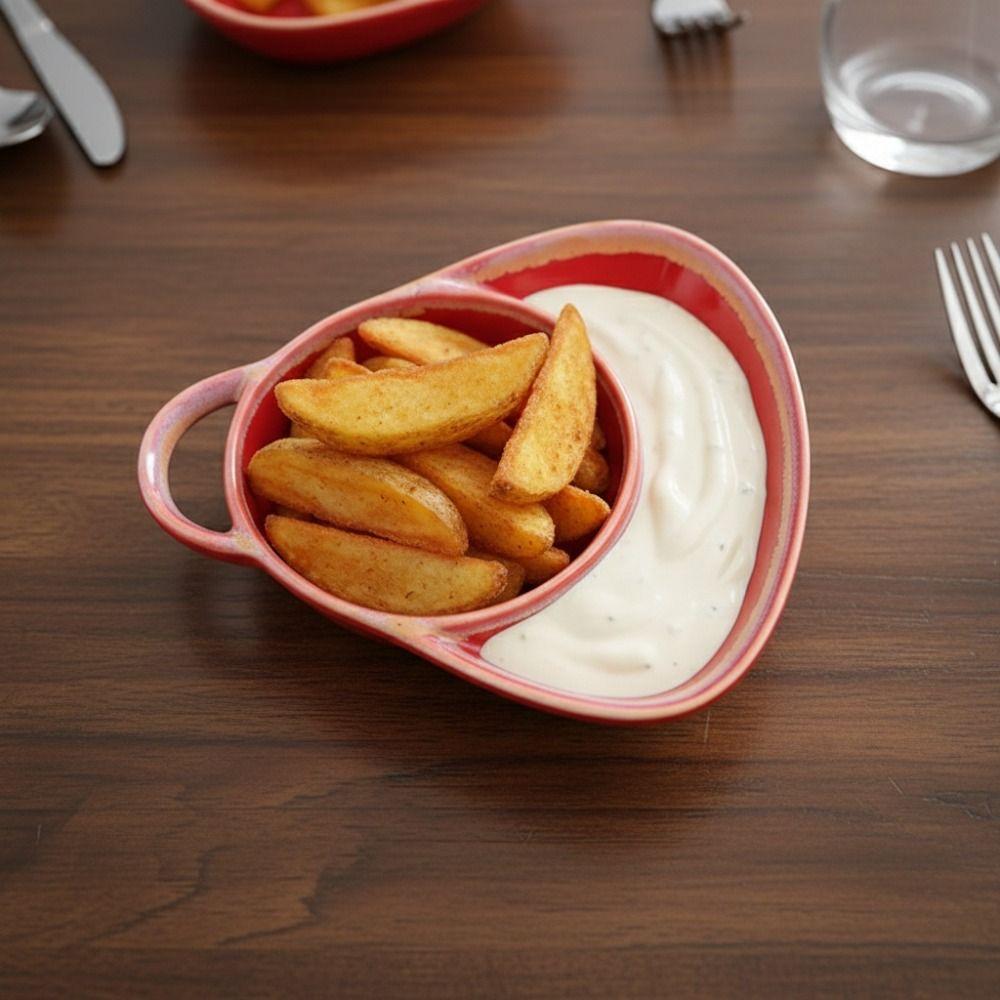with Handle Vintage Separated Fruit Salad Plate Heat-resistant French Fry Plate  Dessert