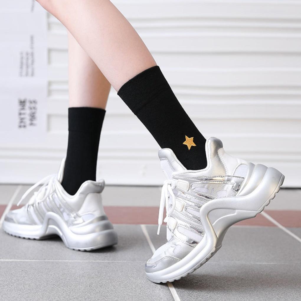 

Winter star-embroidered women s mid-calf socks long-sleeved casual fashion