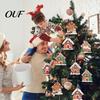 Christmas Home Decor Ornaments 24/36Pcs Gingerbread House Ornaments, Wooden Xmas Tree with Rope, Cottage for Hanging Holiday Party New Year