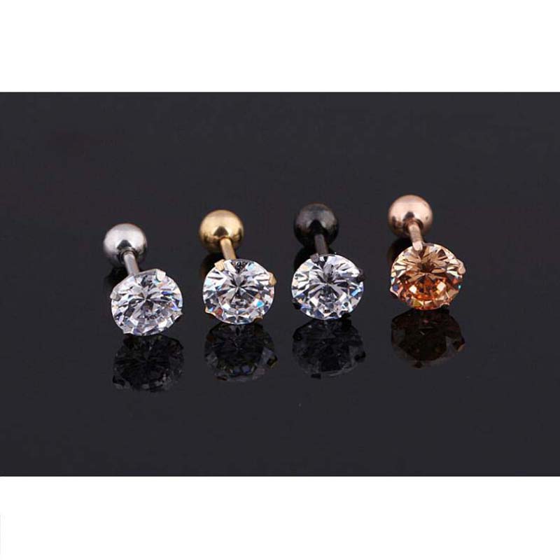 Titanium Steel Zircon Ear Studs Korean Girls Men's Diamond Earrings Fashion Ear Bone Studs