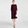 Tranquil luxury and grandeur: Spring and summer round neck cinched waist slimming, simple and elegant mulberry silk micro elastic dress