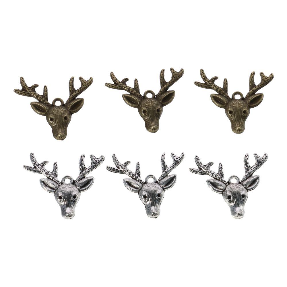 40pcs Alloy Deer Head Charms Pendant Deer Head Animal Deer Head Charms for DIY Crafts