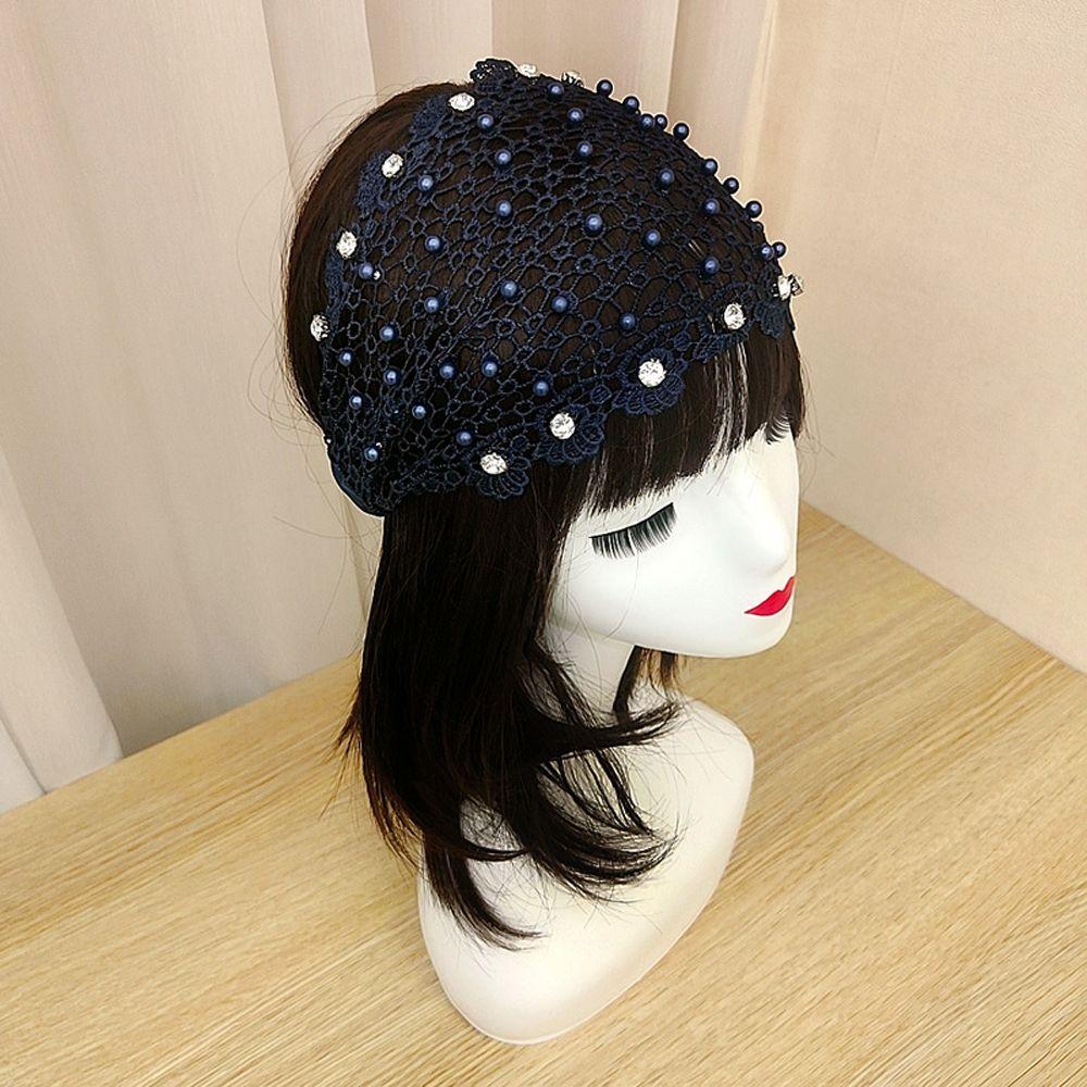 Rhinestone Headdress Mesh Headwear Mother Hair Hoop Wide Rhinestone Headband Korean Style Hair Band