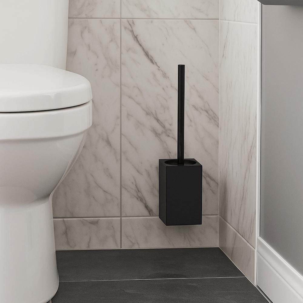 Metal Shell Toilet Brush Set No Dead Angle Rustproof Toilet Cleaning Brush Nail Free Installation Wall-Mounted