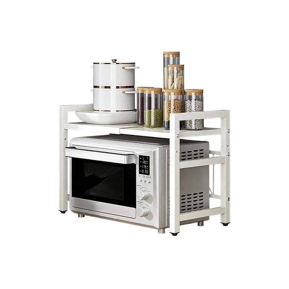 

Expandable 42-64 cm microwave shelf organizer, moisture- and rust-proof kitchen countertop rack, adjustable tableware storage белый