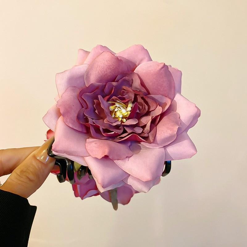 Internet Celebrities with the Same Fabric Flower Hairpin Holiday Wind Sweet Back Head Grab Clip Fashion Niche High-end Hair Accessories Women