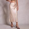 Damen Hoher Bund Satin Maxirock Wickel Raffung Elegant Bodycon Rock