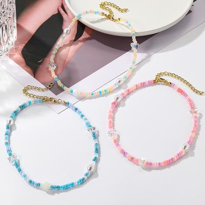 Collier coloré fait main en perles pour femme Design de haute qualité Rétention des couleurs Tendance INS Polyvalent Bijou de cou quotidien