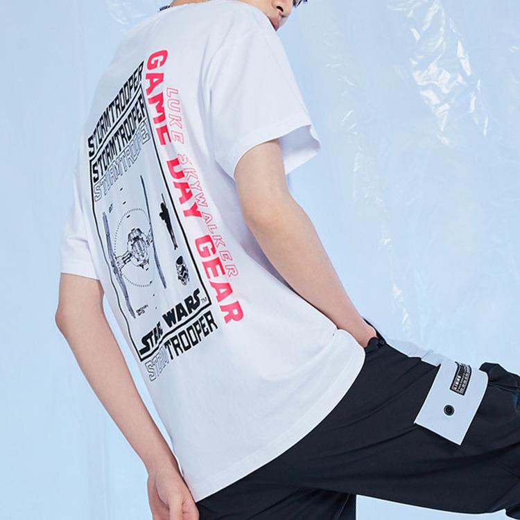 Li Ning T Shirts Men's Standard White Crew Neck Moderate Straight Fit AHSQ507-1