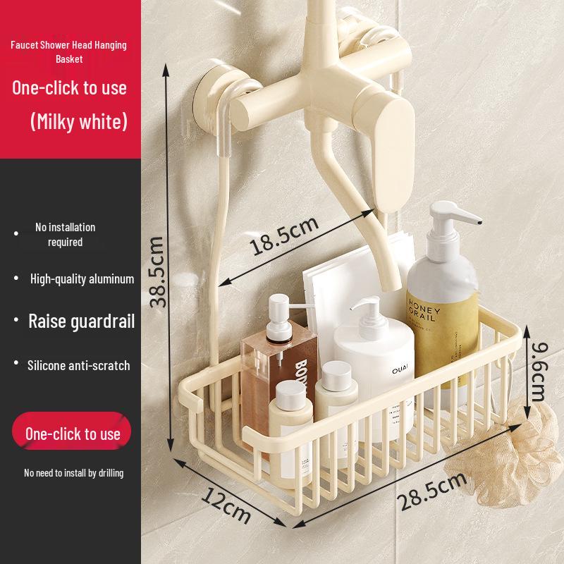 

No-Drill Shower Head Holder & Storage Basket for Bathroom and Toiletry Organization