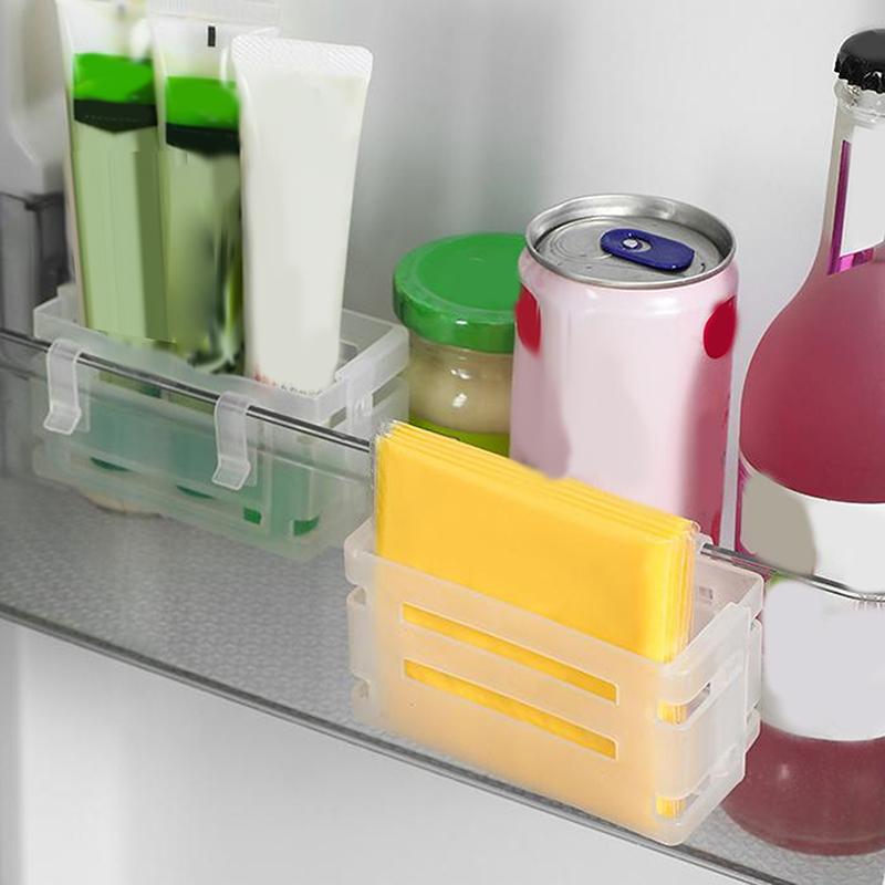 Refrigerator Side Door Telescopic Storage Box Cheese Slices Organize Case Snap Type Seasoning Bag Sorting Box Storage Rack