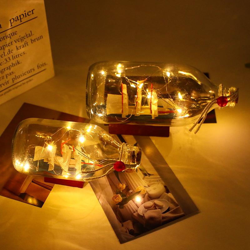 Creative Light-Up Mediterranean Sailboat Wish Bottle - Glass Gift for Birthdays & Graduations