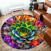 1 Stück Sukkulenten Mandala Muster Büro Runde Teppiche, Unter Stuhl Runde Teppiche für Wohnzimmer, Schlafzimmer, Badezimmer Dekoration Teppich 091830