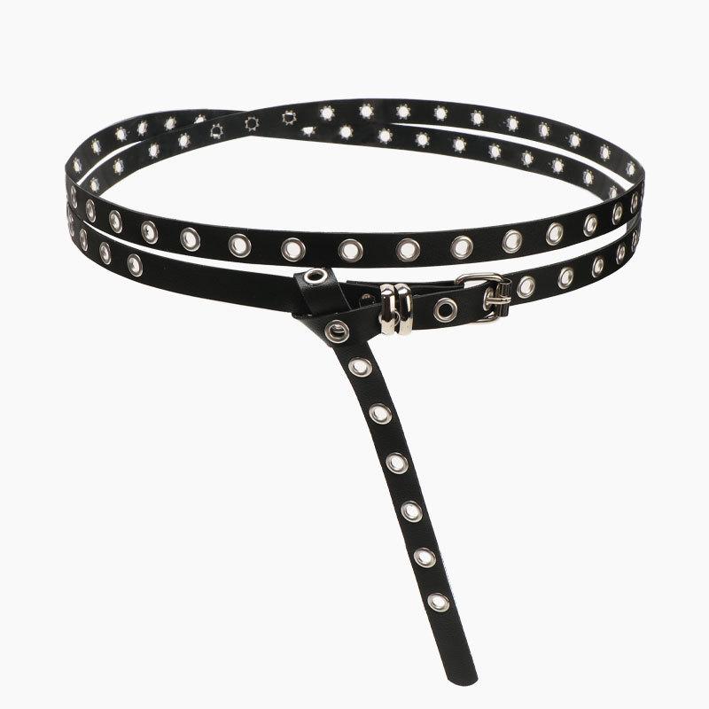 Y2k Fashion Punk Belt For Women With Double Ring Rivets For Daily Wear And Street Outfits