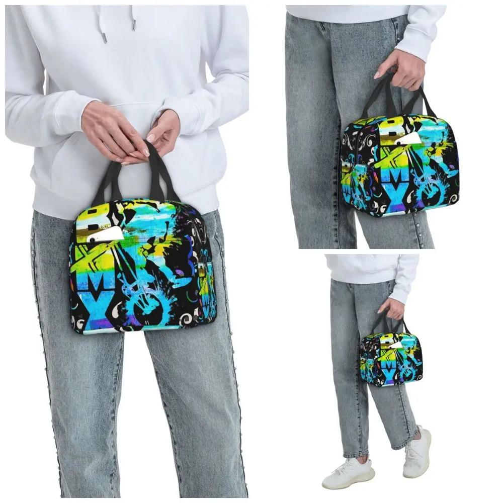 Bmx Apparel Bmx Freestyle Pattern Insulated Lunch Bag for Kids School Cooler Thermal Food Box Tote PortableLunch Boxes Container