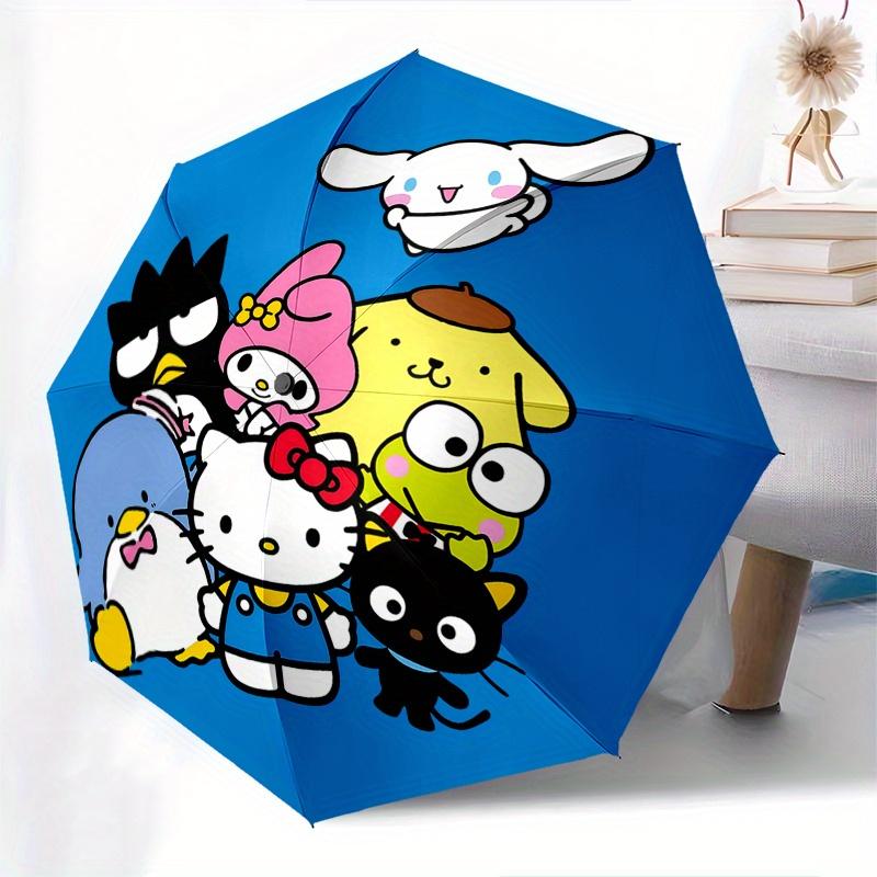Hello Kitty, Sanrio Automatic Open/Close Umbrella-Cute Umbrella with Cute Design, Portable 3-Fold Compact Umbrella for Men & Women, Hallowee