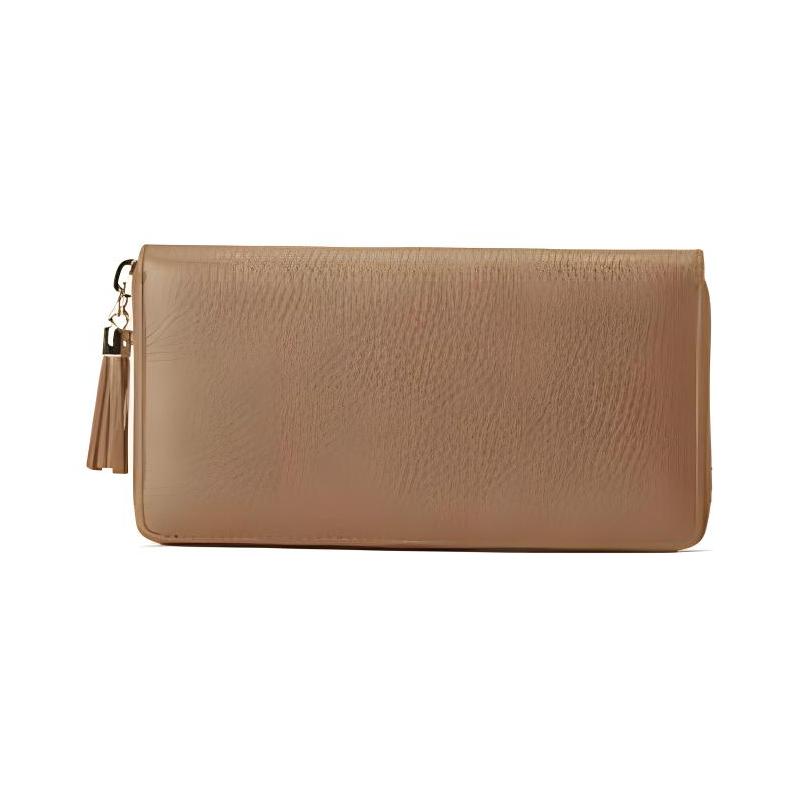 Gucci Round zipper long leather wallet regular women's rose beige