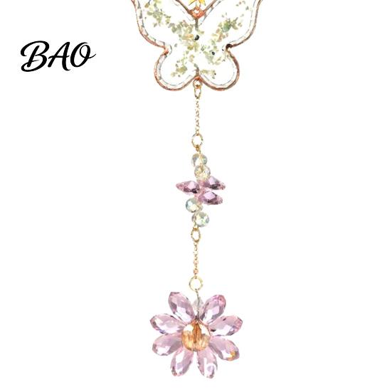 Glittering Window Hanging Butterfly Faux Crystals Suncatcher with Hook, Sun Catcher for Windows, Sparkling Wind Garden Suncatchers Chimes Chain, Prism