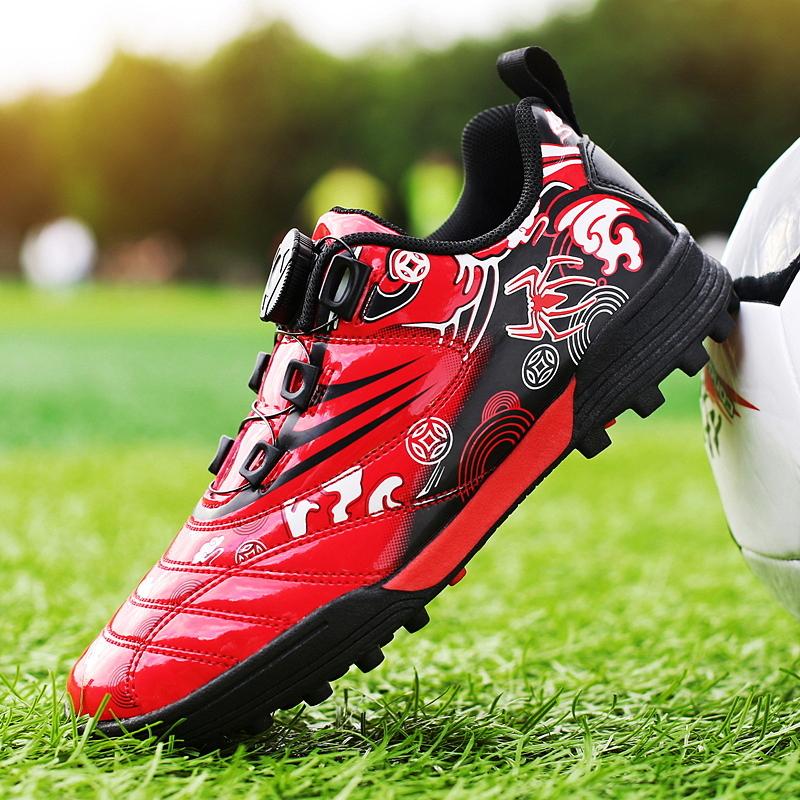 28-39 Children's High-quality Rotating Buttons Football Football Children's Patent Leather Art Format Lawn Training Football Boots