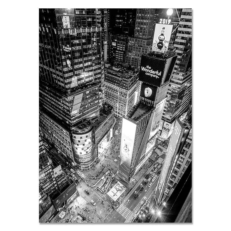 New York Picture Black and White Wall Art for Living Room Decorative Painting Canvas Poster Street Sign Building  Wall Decor