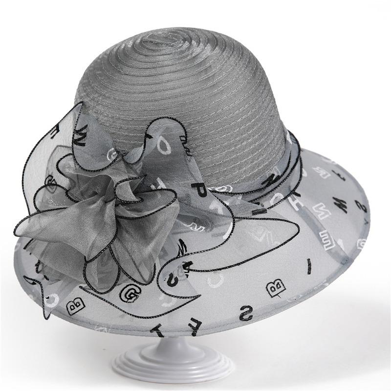 Elegant temperament organza hat women's spring summer bucket hat versatile top hat travel sun hat