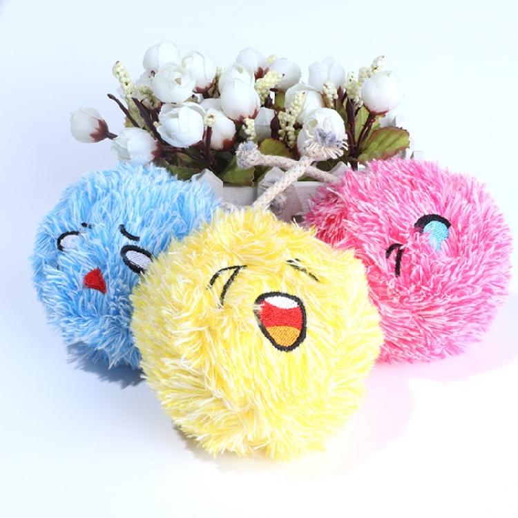 Colorful Balls Cat Toy Pompoms Squeaking Chasing Balls  4" Diameter
