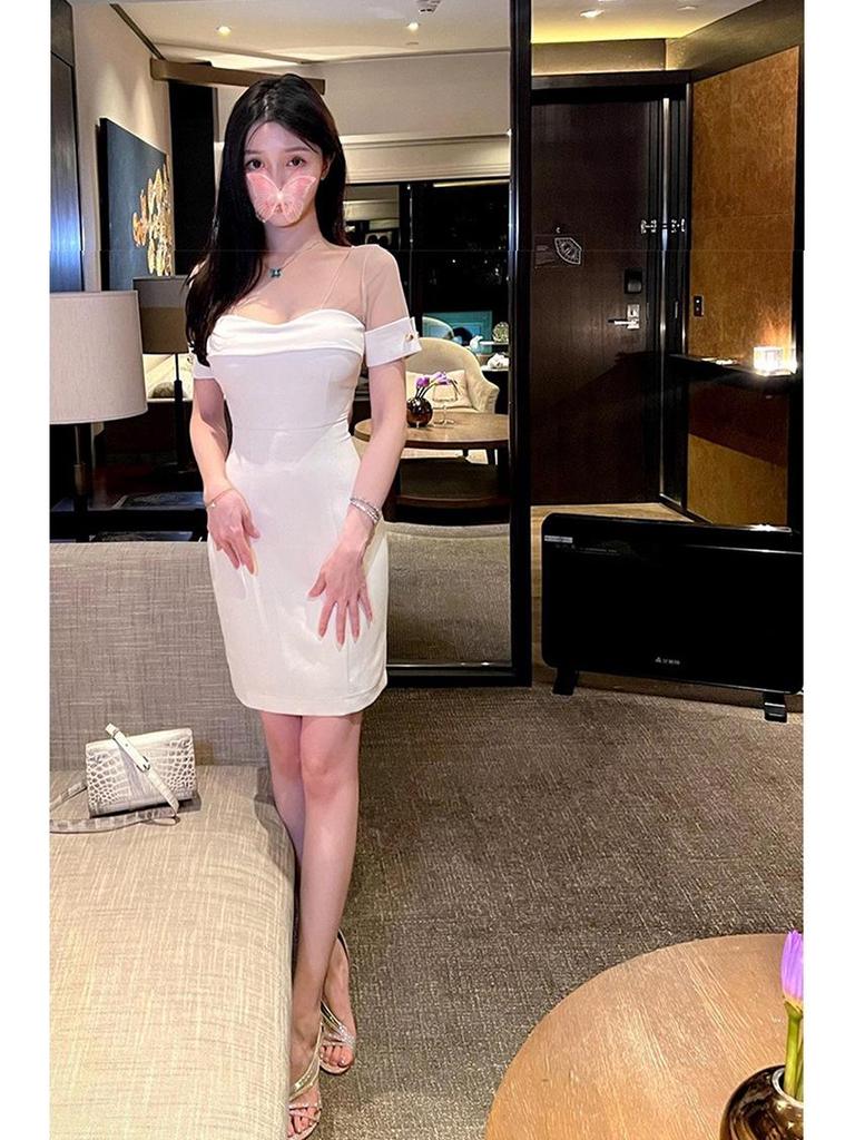 Sandaler med høye hæler i ekte skinn med strasskjede - Xiaoxue-stil for kvinner