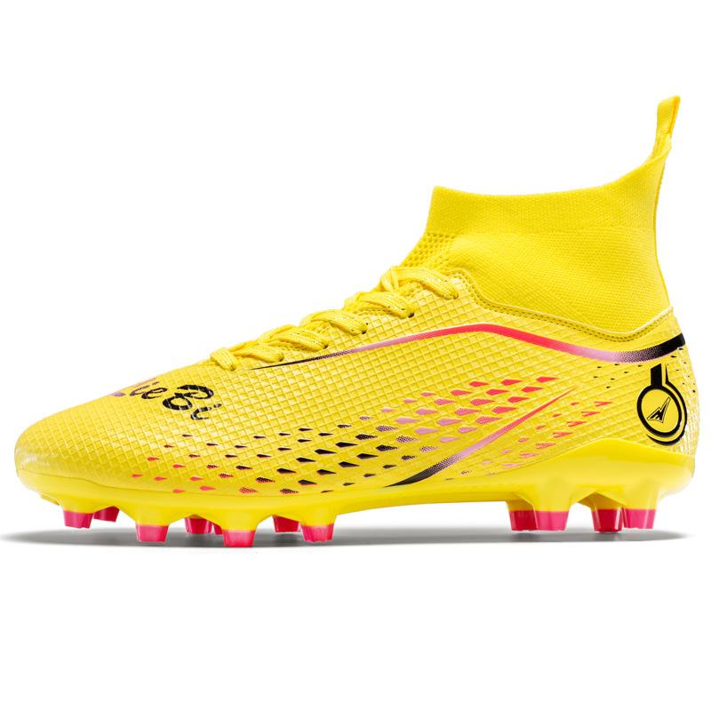 High-top Football Shoes Men's and Women's Broken Nails Artificial Turf Nails Student Leather Foot Training Football Shoes