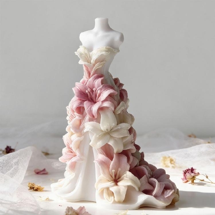 Wedding Dress Shape Silicone Molds for Handmade Scented Candle Soap Chocolate Wedding Home Decoration and Resin Casting