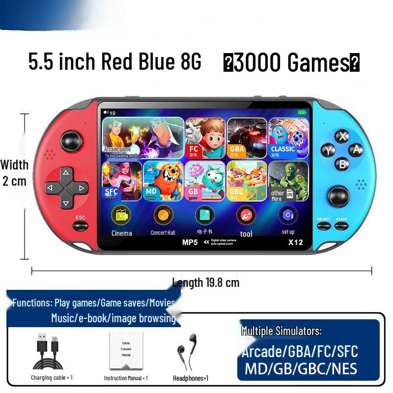 Handheld Retro FC Game Console with HD Screen - Two-Player, Rechargeable Classic Mario for Kids