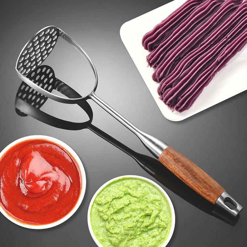 Stainless Steel Potato Masher Ricer, Heavy-Duty Metal Mashing Utensil, Hand Smasher for Potatoes, Avocado, Beans
