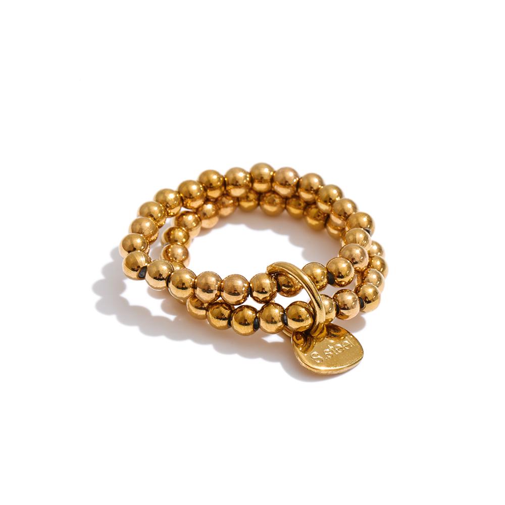 Yhpup Handmade Beads Jewelry Stainless Steel Elasticity Bracelet Bangle Ring Waterproof Fashion Summer Popular Jewelry Wholesale