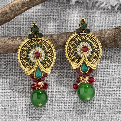 Retro Earrings for Women Round Crystal Beads Drop Earring Jewelry Gift