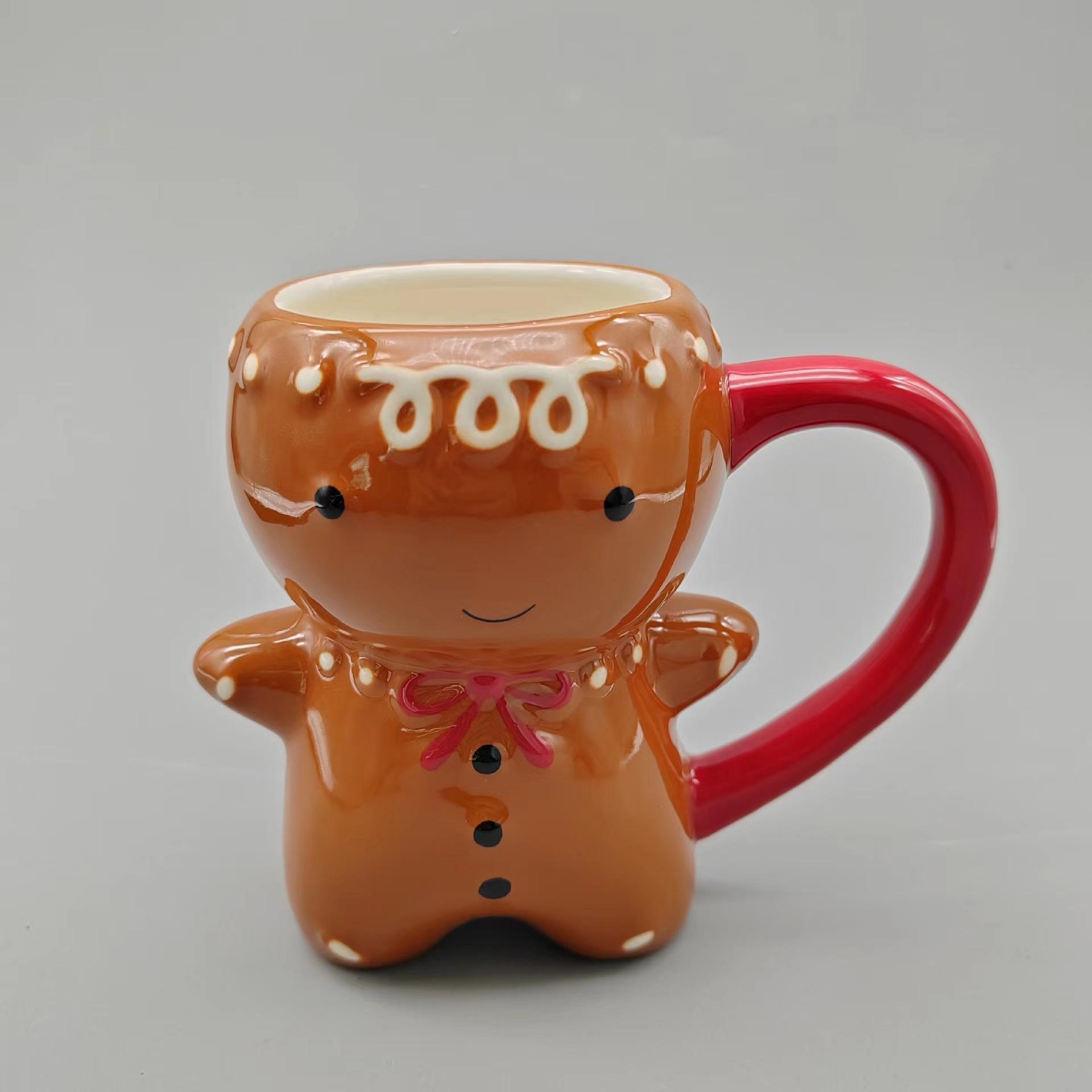 1pc 300ml Christmas Gingerbread Man Mug Ceramic Mug Biscuit Mug Drinkware Gifts 300ml
