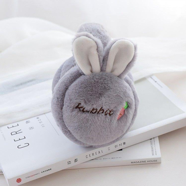 

Жіночі милі плюшеві навушники з квітами - Зимові теплі, складні та грілки для вух у мультяшному стилі Carrot Rabbit сірий колір