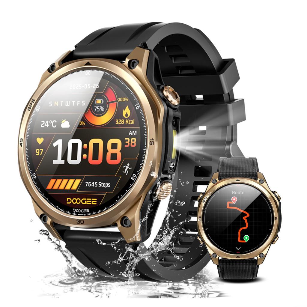 DOOGEE Anywise W1 Smart Watch, AI, 5ATM Water Resistant GPS Fitness Tracker, 1.43" AMOLED Screen, 12 Days Battery, for Android and iPhone