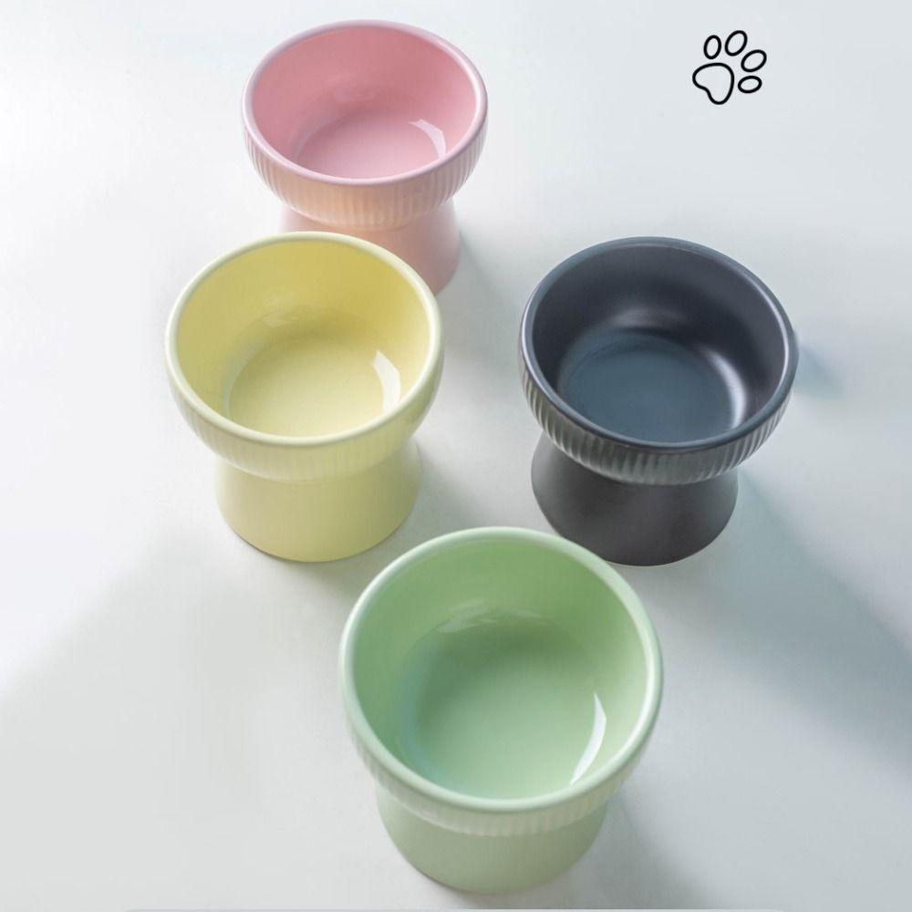 Creative Cat Bowl Slanted/Flat Mouth Dog Food Feeding Basin Pet High Foot Bowl  Water Container