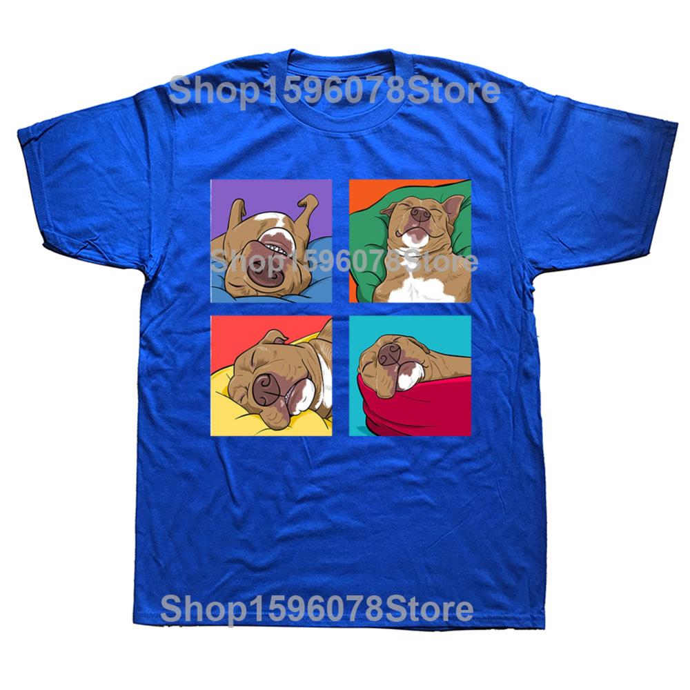 Funny Pitbull Lazy Gift for Dog Love T Shirts Graphic Cotton Streetwear Short Sleeve Birthday Summer Style T-shirt Mens Clothing